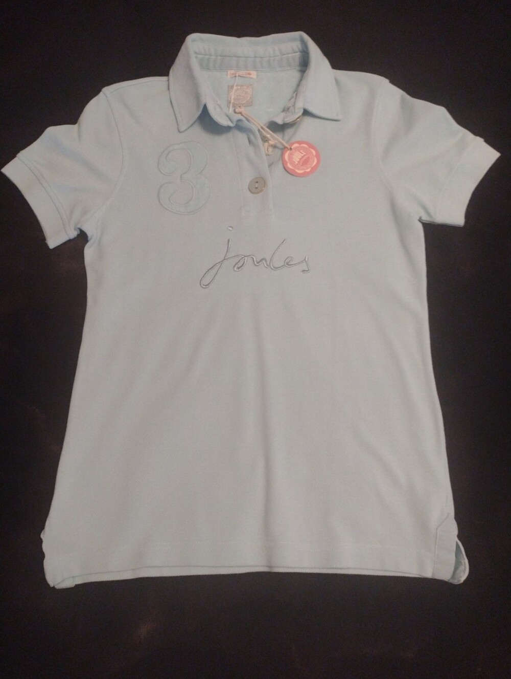 New Tom Joule Polo Shirt Women's S Velvet Trim No. 3 Signature Mint Green NWT
